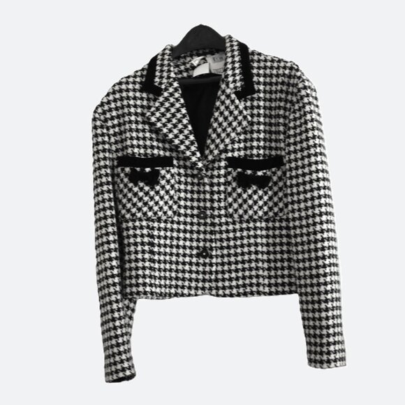 COPY - Together houndstooth wool blend blazer jacket size 10  with bow details - Picture 1 of 9